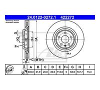 ATE 2X Disco De Freno Trasero 3300 Ventilado Para Audi A4 Avant 8K5 B8 8W5