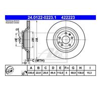 ATE 2X Disco De Freno Trasero 3300 Ventilado Para Audi A6 Avant 4F5 C6 4F2
