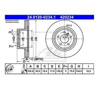 ATE 2X Disco De Freno Trasero Ø330Mm Ventilado Para BMW X3 X4 F25 F26