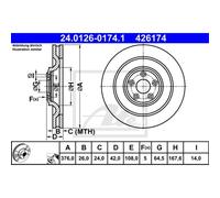 ATE 2X Disco De Freno Trasero 3760 Ventilado Para Jaguar XK Cabriolet _J43_