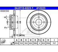 ATE 2x Disco Freno Trasero Ø253 MM Completo Recubierto para Ford Fiesta VII F Hj