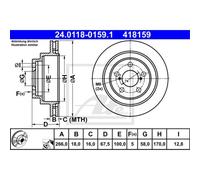 ATE 2x Disco Freno Trasero Ø266mm Ventilado para Subaru Impreza Sedán Gc 2.0