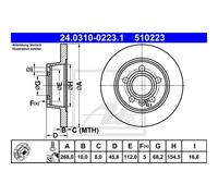 ATE 2x Disco Freno Trasero 2680 Completo para VW Sharan 7M8 7M9 7M6