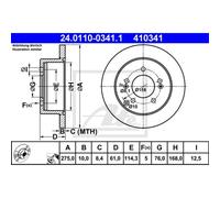 ATE 2x Disco Freno Trasero 2750 Completo para Kia Carens III Un 24.0110-0341.1