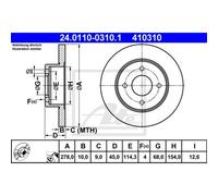 ATE 2x Disco Freno Trasero 2780 Completo para Nissan Primera Hatchback P11