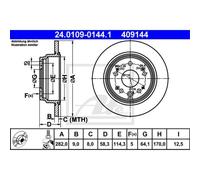 ATE 2x Disco Freno Trasero 2820 Completo para Honda Cr-V II Rd _ 24.0109-0144.1