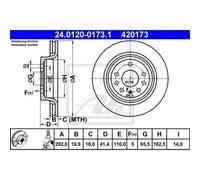 ATE 2x Disco Freno Trasero 2920 Ventilado para Opel Vectra C Z02 Saab 9-3