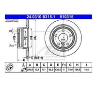 ATE 2x Disco Freno Trasero 2960 Completo para BMW 1er E81 E87 3er E90