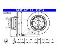ATE 2x Disco Freno Trasero 2960 Completo para BMW 1er E81 E87 3er E90 E92