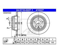 ATE 2x Disco Freno Trasero 2980 Completo para BMW 5er E39 24.0110-0227.1