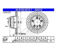 ATE 2x Disco Freno Trasero 2990 Perforado/Iluminación Interior para Porsche 718
