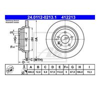 ATE 2x Disco Freno Trasero Ø300 MM para Mercedes-Benz Caja W447 114 CDI