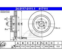 ATE 2x Disco Freno Trasero Ø300 MM Ventilado para Subaru Interior BS 2.5 AWD 2.0