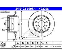 ATE 2x Disco Freno Trasero Ø300 Ventilado para Fiat Ducato Caja 250_ 290_ 130