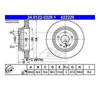 ATE 2x Disco Freno Trasero Ø300mm Ventilado para Mercedes Sl CLASE S R230 W221