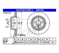 ATE 2x Disco Freno Trasero 3200 Ventilado para BMW 5er Touring E61 E60 E64