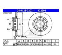 ATE 2x Disco Trasero 2690 Ventilado para Audi Allroad 4BH C5 24.0122-0203.1
