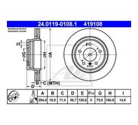 ATE 2x Disco Trasero 2940 Ventilado para BMW 3er Touring E46 24.0119-0108.1