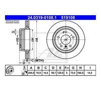 ATE 2x Disco Trasero 2940 Ventilado para BMW 3er Touring E46 24.0319-0108.1