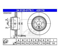 ATE 2x Disco Trasero 3240 Ventilado para BMW 7er E65 E66 E67 24.0120-0178.1