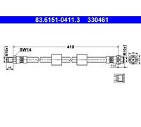 ATE 83.6151-0411.3 Latiguillo de freno para BMW 5 Sedán (E39) 5 Touring (E39)
