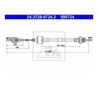 ATE Cable De Embrague Compatible Para Opel Corsa B 73 78 79
