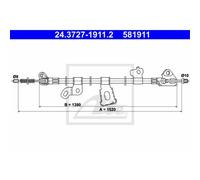 ATE Cable de Freno Mano Trasero Izquierdo Apto para Toyota Yaris SCP1 _ NLP1 _