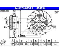 ATE Disco de freno trasero derecho para BMW: M6, M5 (Ref: 24.0124-0234.2)