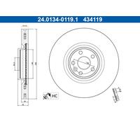 ATE Discos de Freno Ventilados Ø349mm para Land Rover Discovery Sport L550
