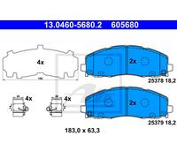 ATE Forros de Freno Delantero para Fiat Freemont Lancia Voyager