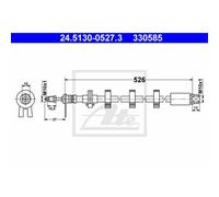 ATE Freno Cable de Delantero Izquierdo para Peugeot 406 Break 24.5130-0527.3