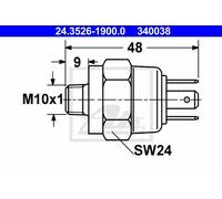 ATE Interruptor luces freno para VOLKSWAGEN: Scirocco, Transporter, Iltis/181, Passat, Golf, Coccinelle/Beetle, 1500 & AUDI: 80 (Ref: 24.3526-1900.0)