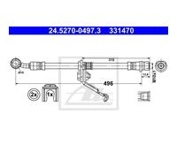 ATE Manguera De Freno Delantera Derecha Para Honda Accord VIII Kombi 495mm