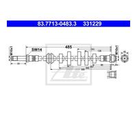 ATE Manguera De Freno Línea De Freno Delante Para Audi Q5 Van 83.7713-0483.3