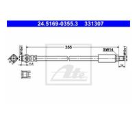 ATE Manguera De Freno Línea De Freno Delante Para BMW 7 Serie 24.5169-0355.3