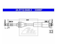 ATE Manguera De Freno Línea De Freno Delante Para Fiat Panda Van 24.5112-0440.3
