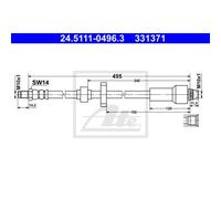 ATE Manguera De Freno Línea De Freno Delante Para Peugeot 208 2008 I Furgón