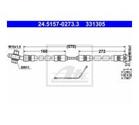 ATE Manguera De Freno Línea De Freno Trasera Derecha Para BMW X5 24.5157-0273.3