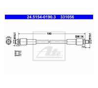 ATE Manguera De Freno Línea De Freno Trasera Para Audi A8 24.5154-0190.3