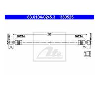 ATE Manguera De Freno Línea De Freno Trasera Para BMW Z1 Roadster 83.6104-0245.3