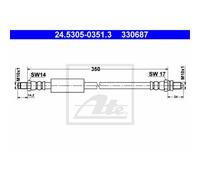 ATE Manguera De Freno Línea De Freno Trasera Para Ford KA Van 24.5305-0351.3