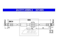 ATE Manguera De Freno Línea De Freno Trasera Para Renault Master III Bus Kasten