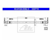 ATE Manguera De Freno Línea De Freno Trasera Para VW LT 28-35 I Furgón
