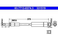 ATE Manguera De Freno Para Mercedes-Benz Clase B W246 W242 Clase GLA X156