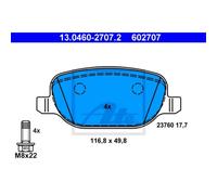ATE Pastillas Freno 13.0460-2707.2 Pastillas de Freno para Lancia Tesis 841AX