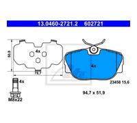 ATE Pastillas Freno 13.0460-2721.2 de País para Rover Discovery II L318