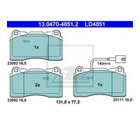 ATE Pastillas Freno 13.0470-4851.2 de para Alfa Romeo 159 Coche Deportivo 939_