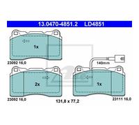 ATE Pastillas Freno 13.0470-4851.2 de para Alfa Romeo 159 Coche Deportivo 939_