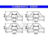 ATE Set Accesorios Pastillas Trasero para Peugeot 407 Sw 6E_ 6D_ 9D 9U