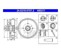 ATE Tambor de Freno Trasero Ø100mm Con Rodamiento para Audi 80 81 85 B2 50 86 VW